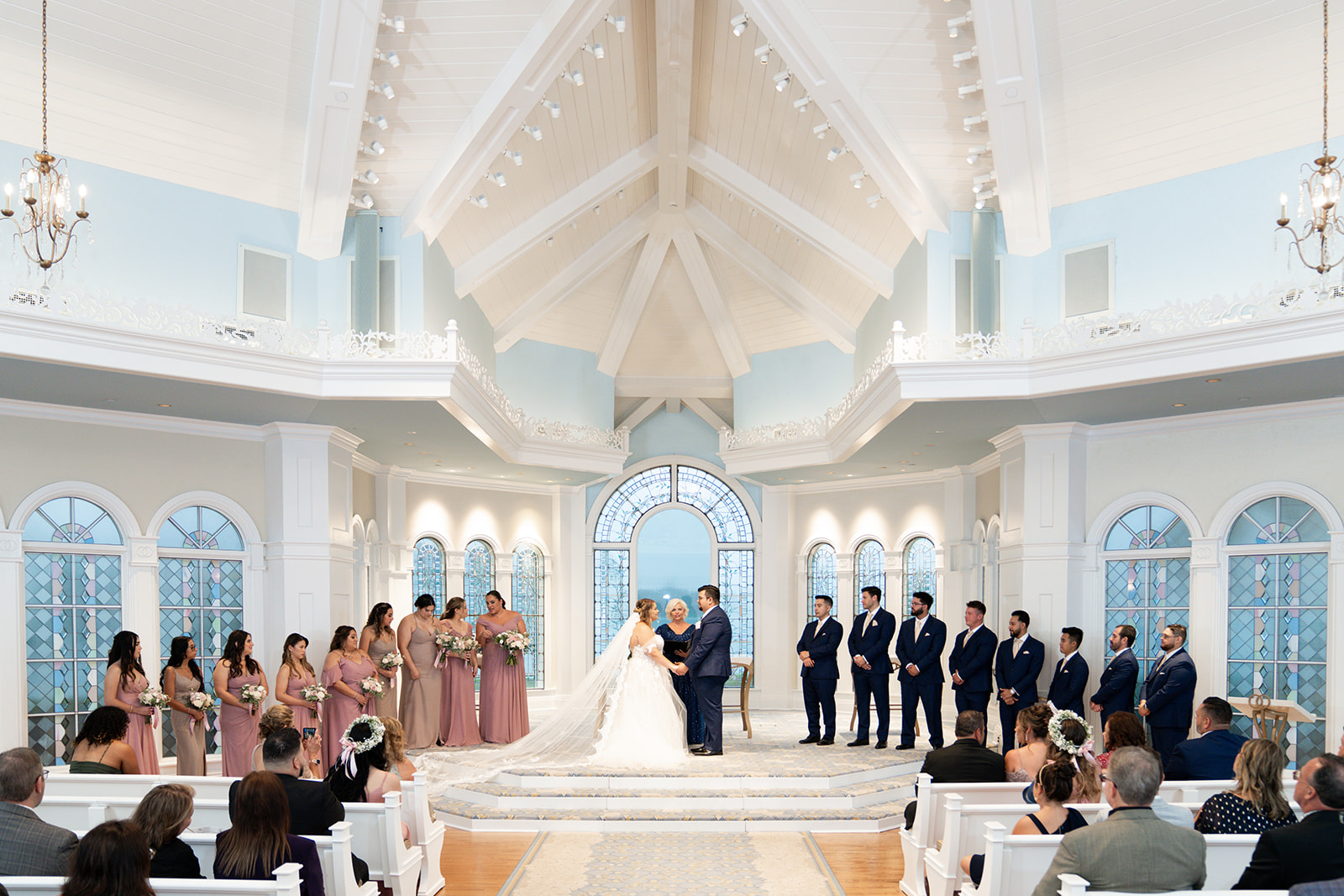 Bride and groom at altar at Disney Fairtale wedding ceremony