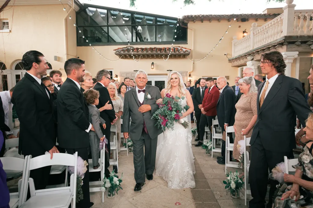 father walks bride down aisle at South Florida wedding