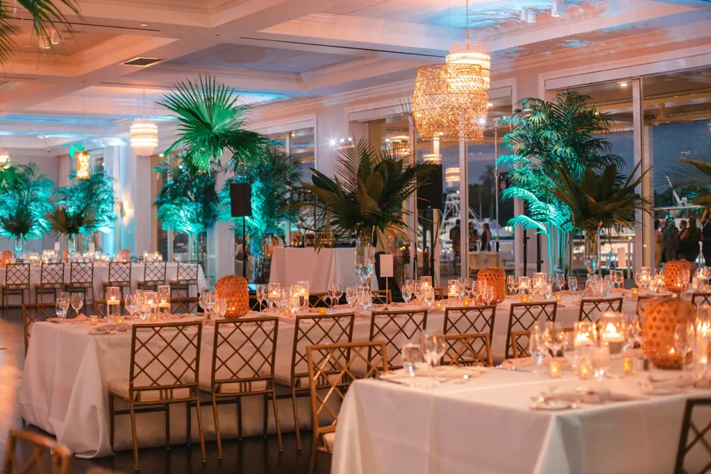 candle lit wedding reception in South Florida