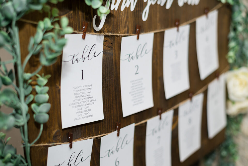 wedding reception table number sign