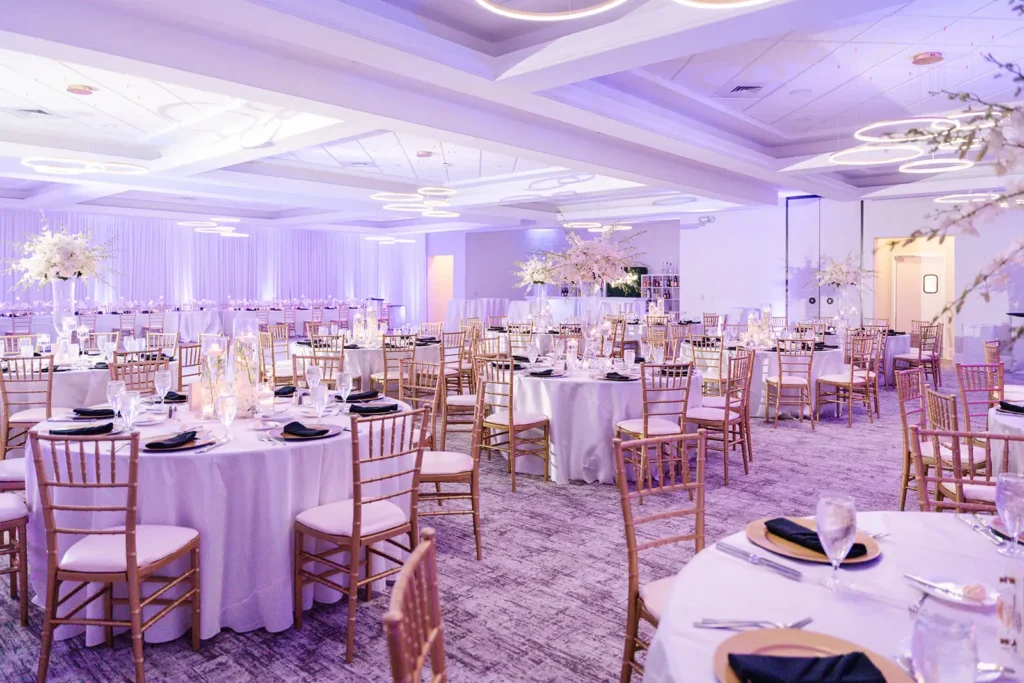 White washed wedding reception