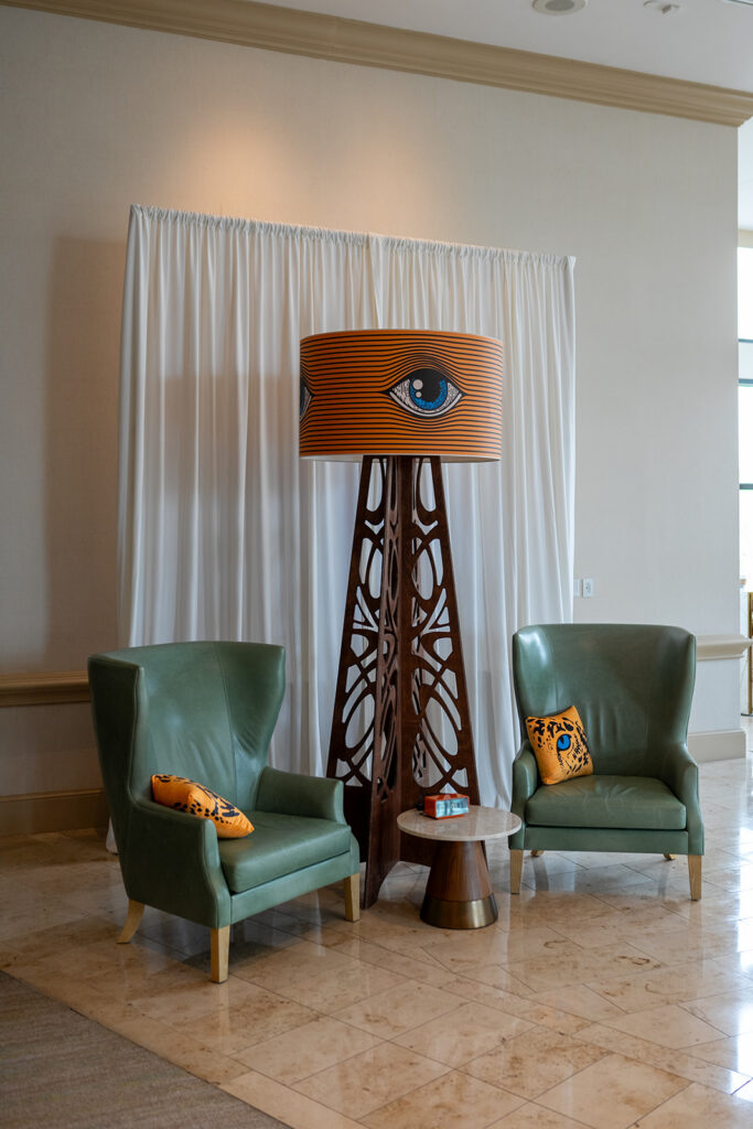 tall accent lamp with eyeball shade