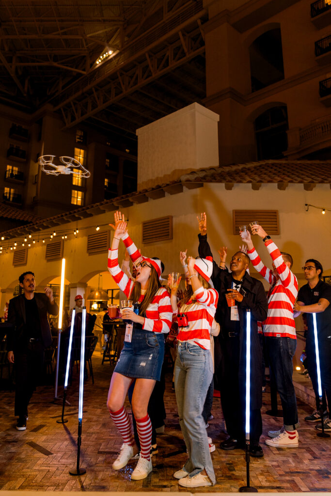 convention guests dressed as Where's Waldo