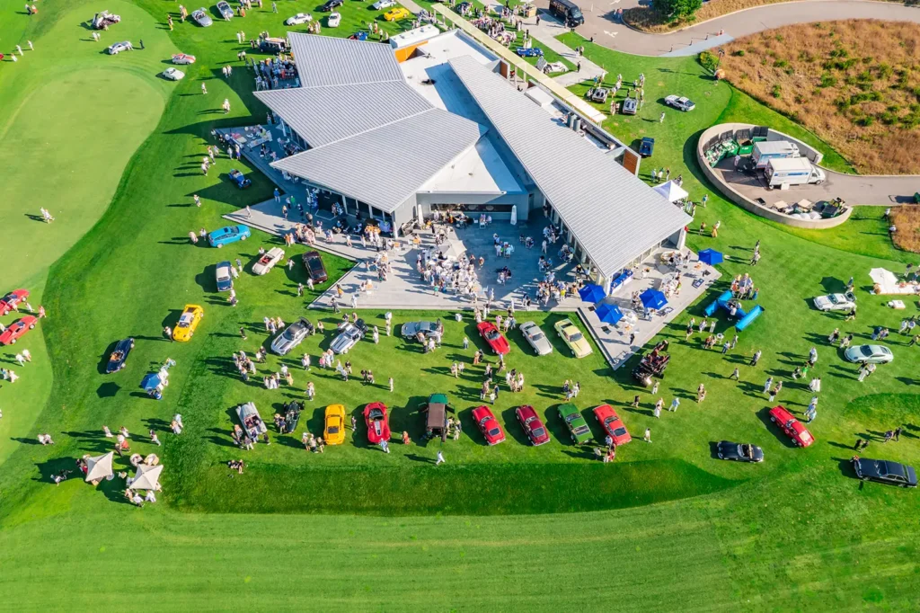 aerial photo of automobiles at The Bridge IX event