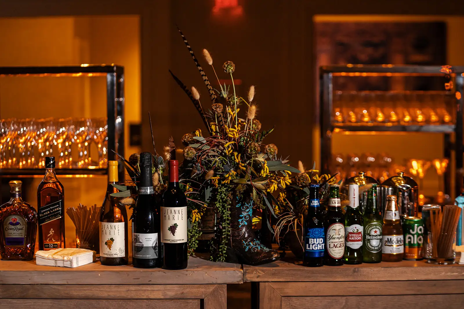 Detail shot of bar and bottles by Cona Studios Florida