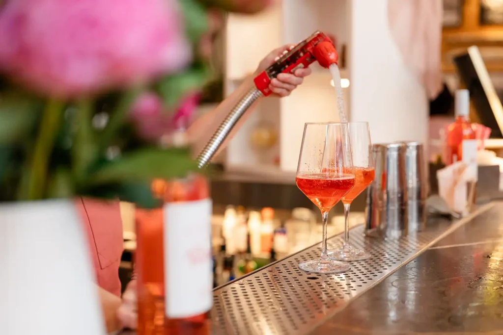 Bartender pouring drinks