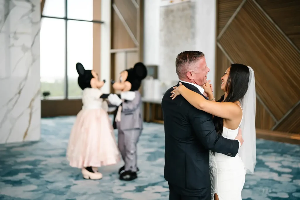 Bride and Groom first dance along with Mickey and Minnie