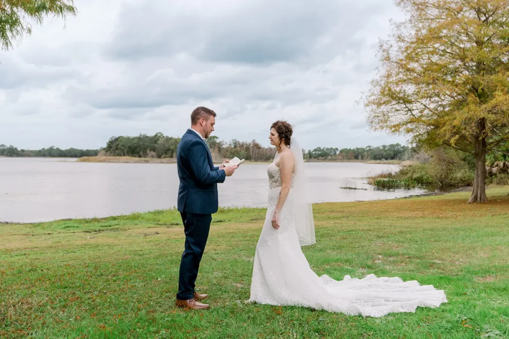 groom reads private vows to bride