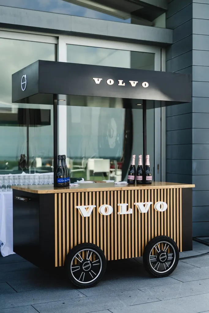 Volvo champagne cart at PR event