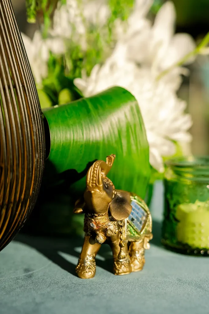 Detail photo of elephant event decor by Cona Studios Florida