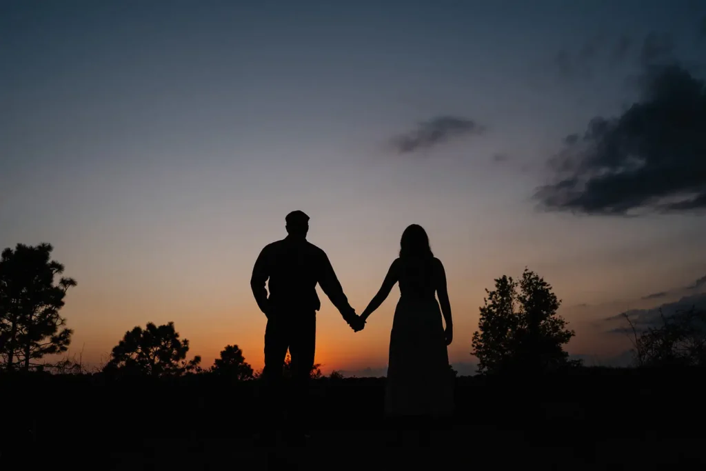 Engagement photo at sunset by Cona Studios