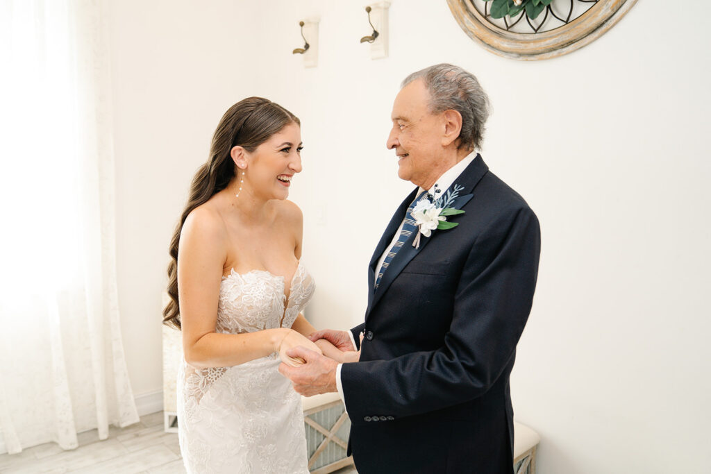 father daughter first look before wedding