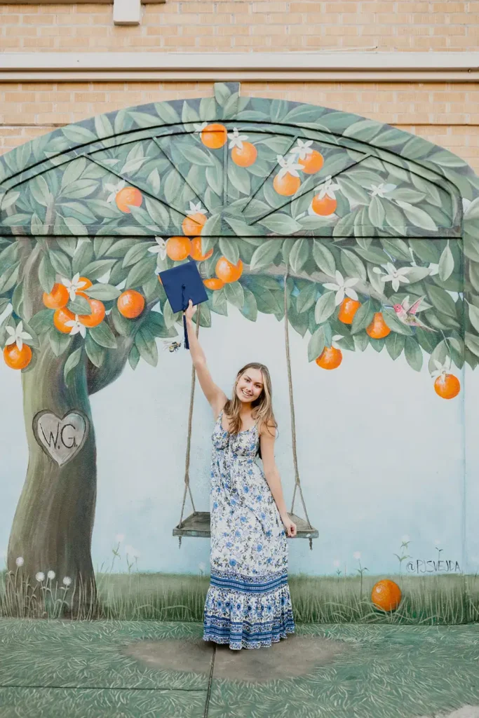 Girl graduation photo at murla in Winter Garden, FL