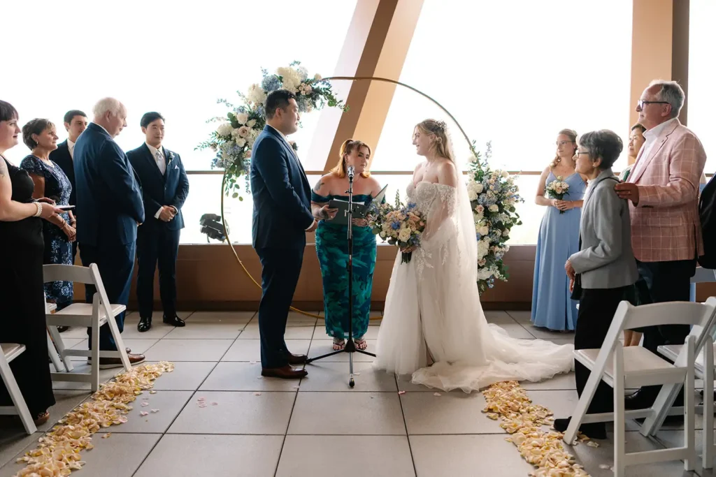 Intimate wedding ceremony at Swan Reserve
