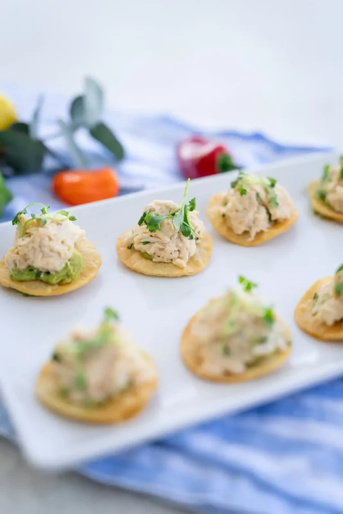 Small bite appetizer on white plate