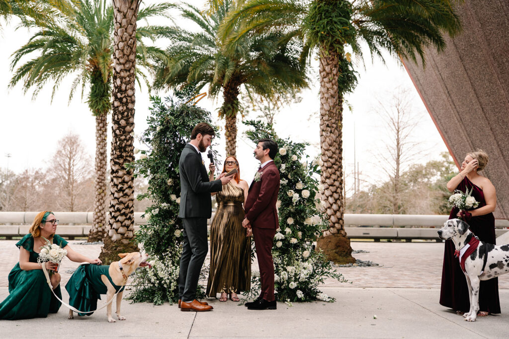 wedding ceremony outside at Winter Park Event Center